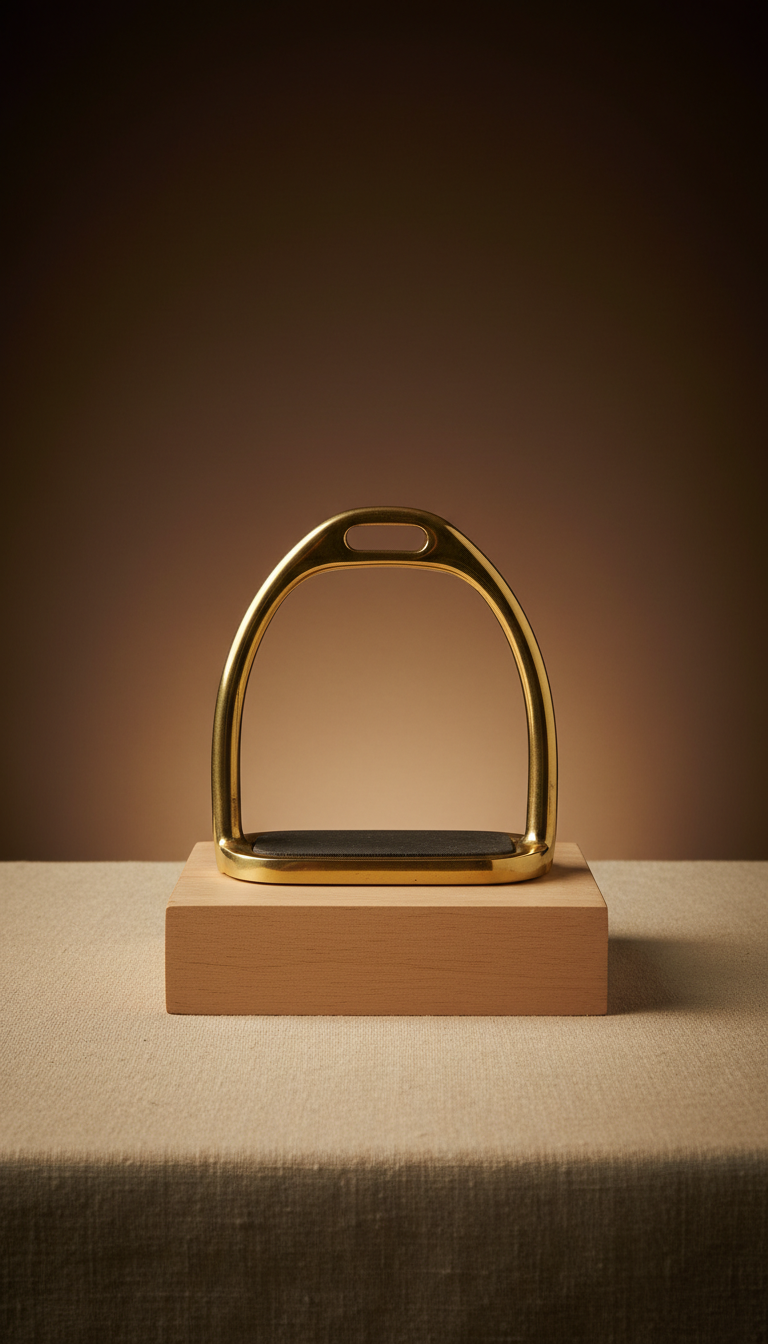 Polished Brass Stirrup Set with Engraved Detail